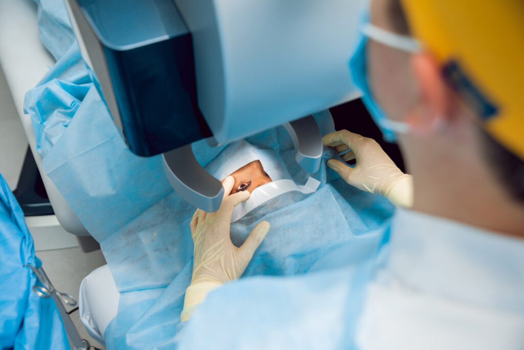 Operating on a patient eye 