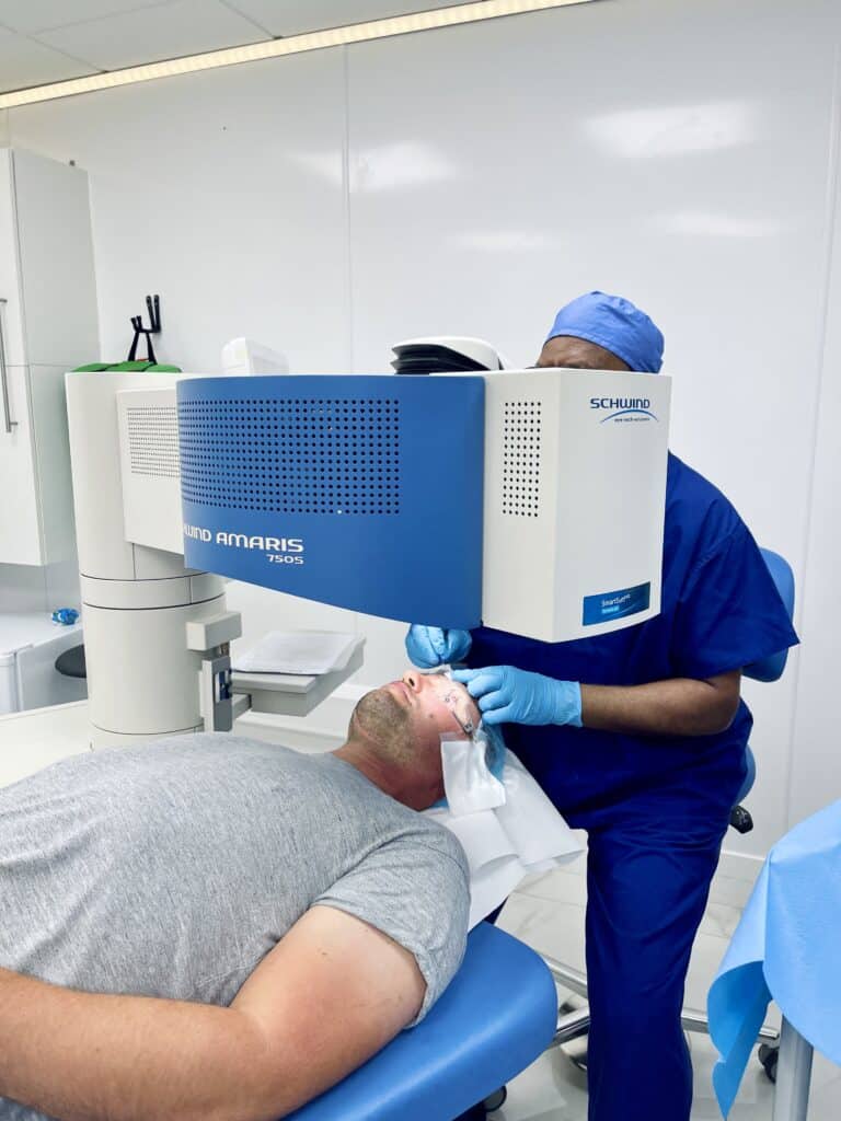 Mr Pillai performing Laser eye surgery