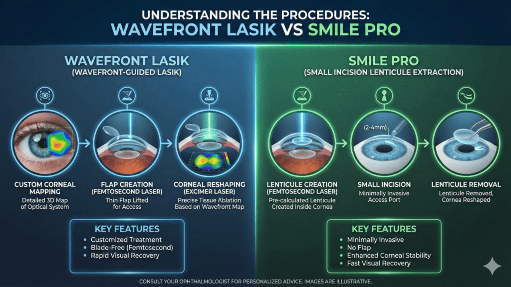 Understanding the Procedures Wavefront LASIK vs SMILE Pro