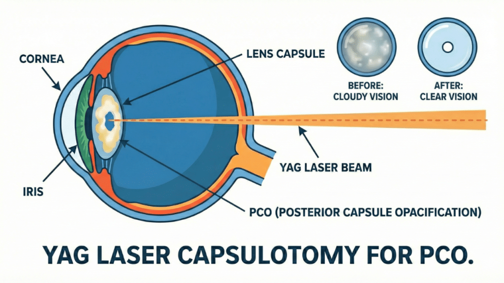 Yag Laser capsulotomy FOR PCO